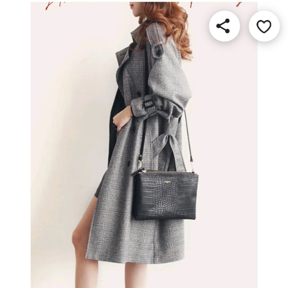 Trench Coat Double Breasted Winter Coat Lapel Collar over knee - Picture 10 of 12